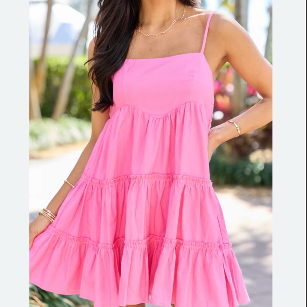 Pink Lily Ombrè Ruffle Tier Pink Dress